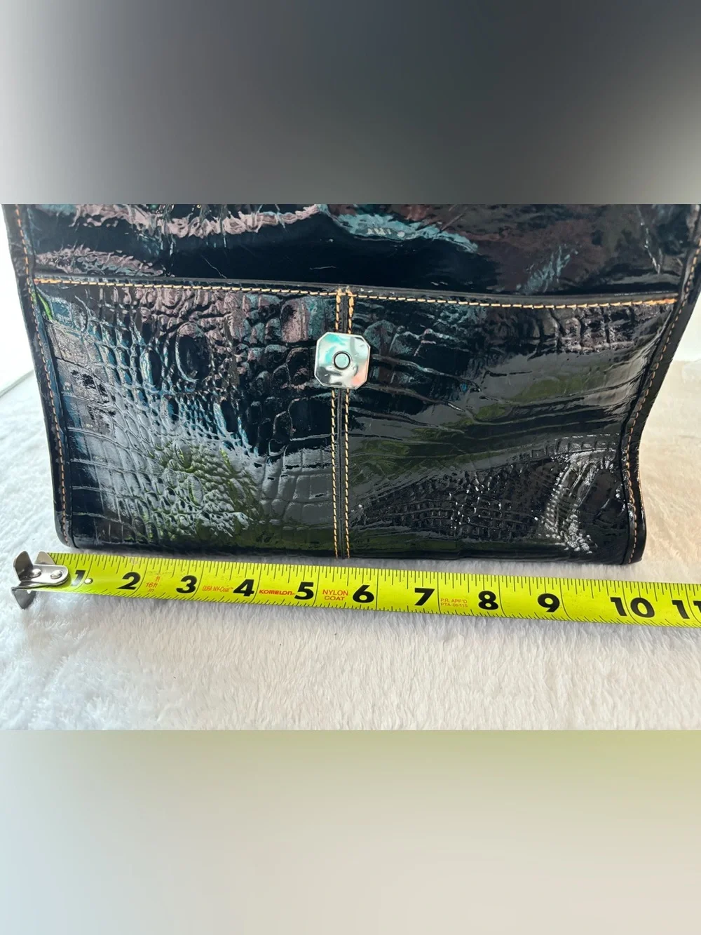 MC Patent Black Shoulder Bag with Buckle